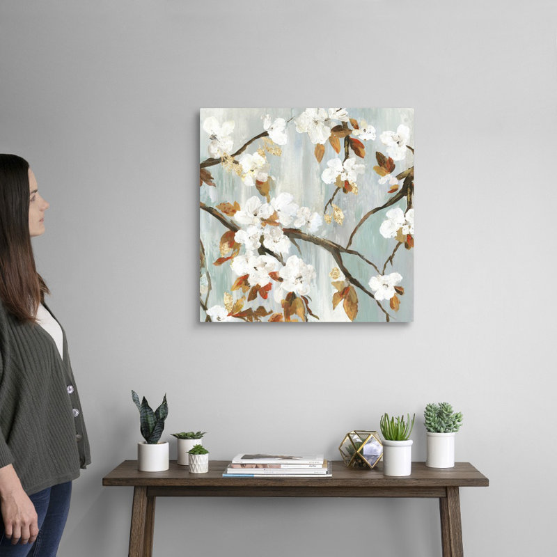 "Fleurs dorées II" par Asia Jensen, reproduction d’art sur toile, Toile tendue, H 24 po x l 24 po x P 1,25 po