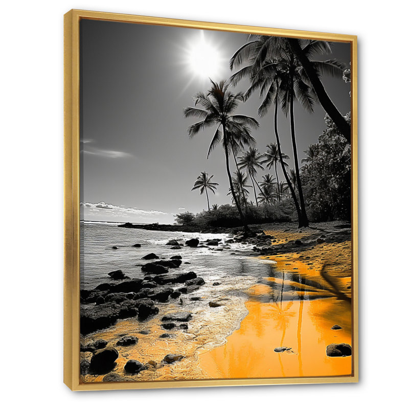 Hawaii Tropical Haven I - Nautical & Beach Canvas Wall Art, H 32 po x l 24 po x P 1 po, Cadre flottant doré