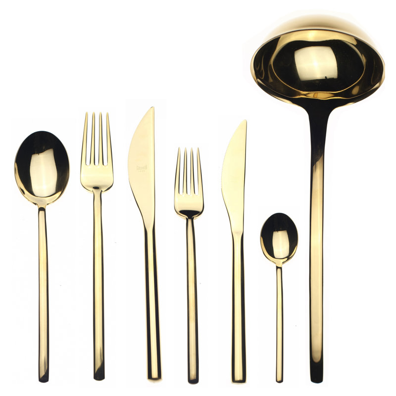 Due 39 - Piece Stainless Steel Flatware Set - Service for 6, Bronze