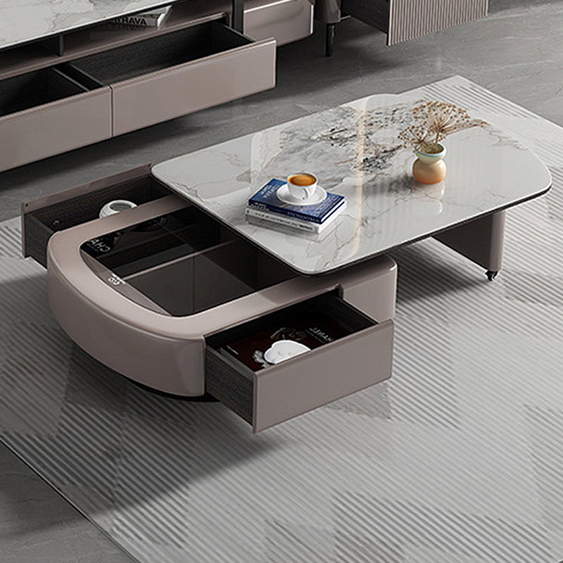 Modern Simple Expandable Rock Slab Coffee Table