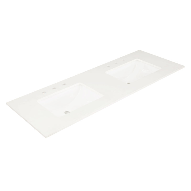 Ensemble de meuble-lavabo double 60 po Markham, Nuit noire, Quartz blanc, Laiton satiné