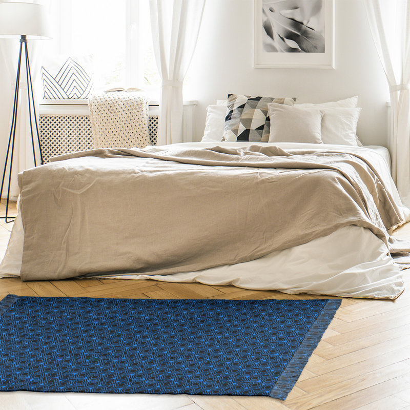 Tapis de couleur bleu/noir à treillis hexagonale alternative Mcguigan, Non