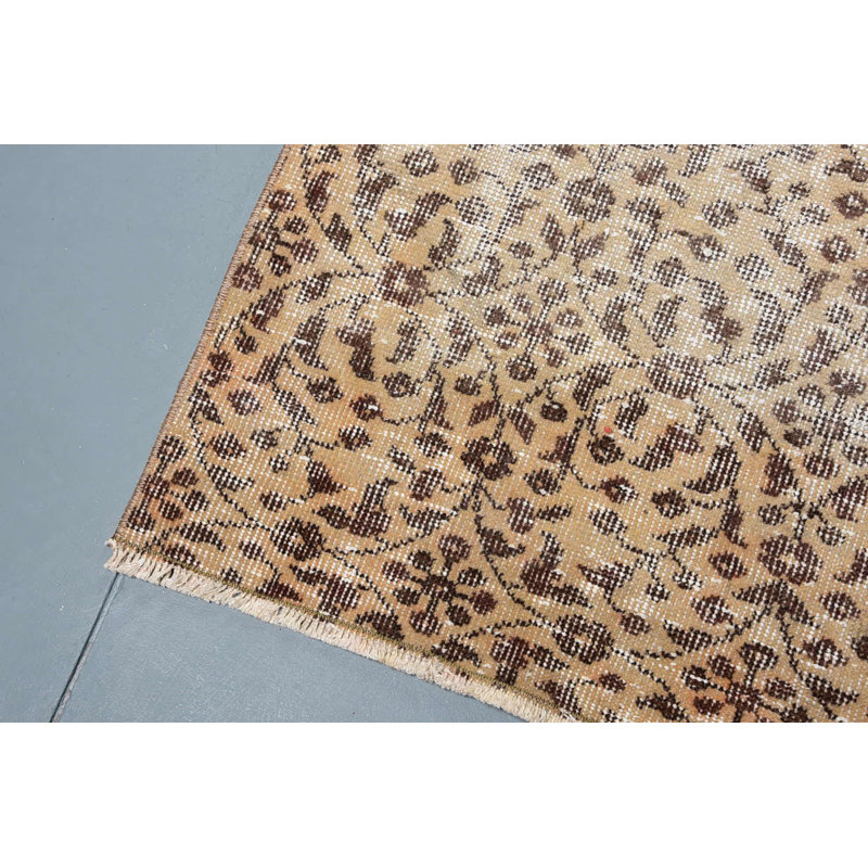 Tapis de chambre à coucher, tapis rétro, tapis turc, tapis décoratifs 3,5 x 6,8 pi, tapis en laine, tapis Boho bruns