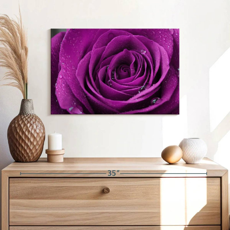 Gouttelettes Harnek sur rose mauve, H 30 po x l 45 po