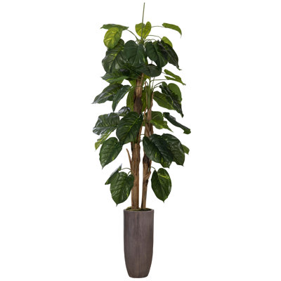 Panama 86'' Faux Devil's Ivy (Scindapsus Aureus) Tree in Planter