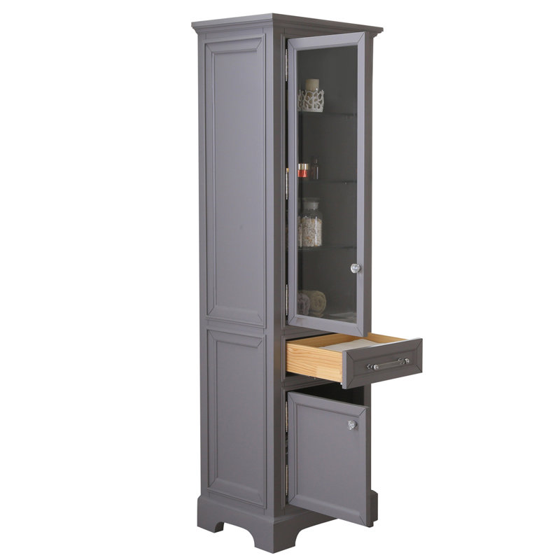 Anchita Solid Wood Frame Linen Cabinet, Gray