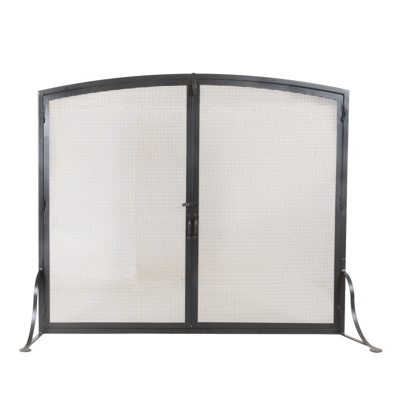 Rustic Lodge 2 Panel Steel Fireplace Screen
