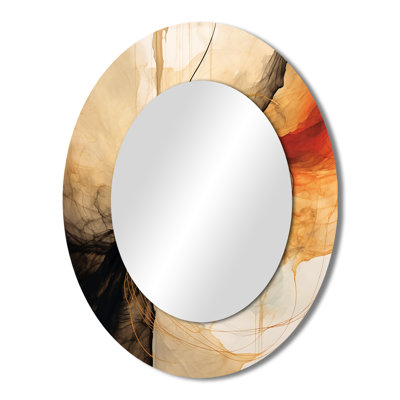 Abstract Earth Poetry In Motion Retro Waves II - Black Oval Wall Mirror Decor