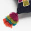 Coussin décoratif bleu marine à motifs tribaux brodés