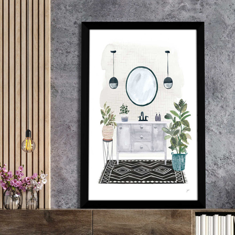 Lulus Powder Room II - Peinture, L 27,5 po x H 39,5 po, Cadre noir