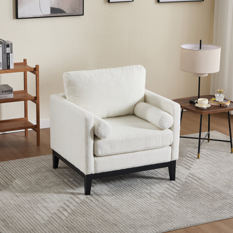 Chaise d'appoint rembourrée avec 2 coussins, Noir, Ivoire ivoire