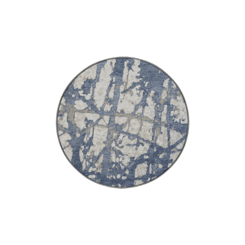 Machine Washable Gray Area Rug, Round 5'