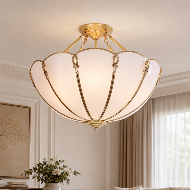 Plafonnier semi-encastré 4 lumières Mid-Century