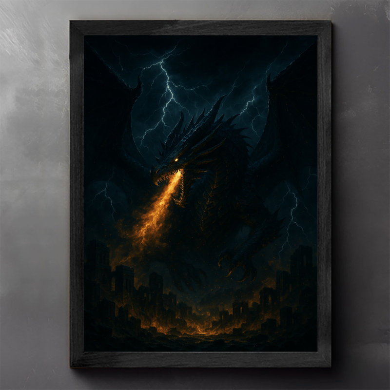 Art encadré noir, fantaisie sombre, cracheur de feu, art rétro, impressions encadrées, H 17 po x l 13 po