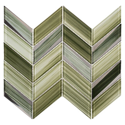 2 po. x 5 po Carreau de mosaïque en verre à chevrons striés