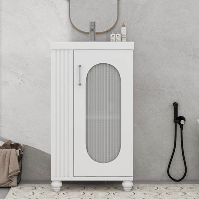 Meuble-lavabo de 20 po avec lavabo, tablette à deux niveaux, tablette réglable
