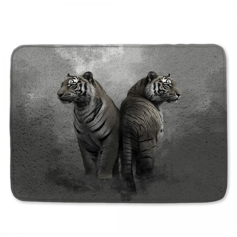 Tapis de bain Deux tigres blancs, 24in W x 17in L