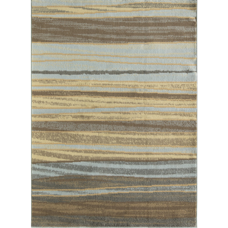 Nolasco Striped Blue/Gray Area Rug, Rectangle 5' x 7'