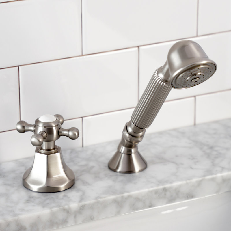 Kingston Brass Deck Mount Hand Shower with Diverter for Roman Tub Faucet, Brushed Nickel