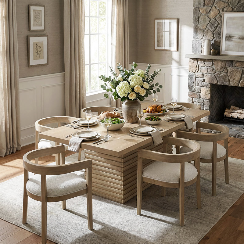 Ensemble de salle à manger 7 pièces avec fauteuils rembourrés Avelin