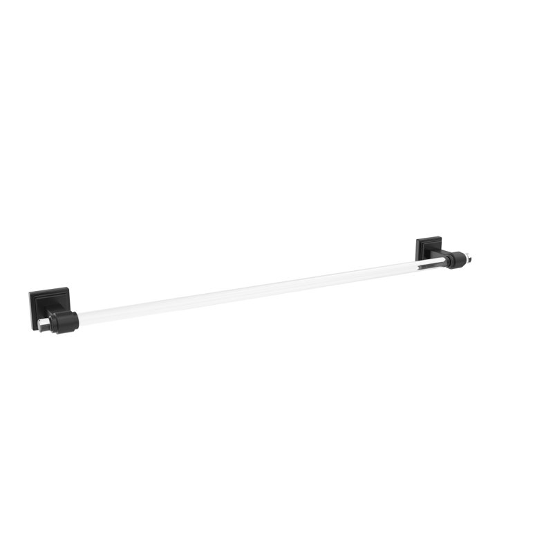 Barre à serviettes murale Glacio, Transparent / noir mat, H 0,63 po x L 26,25 po x P 3,06 po