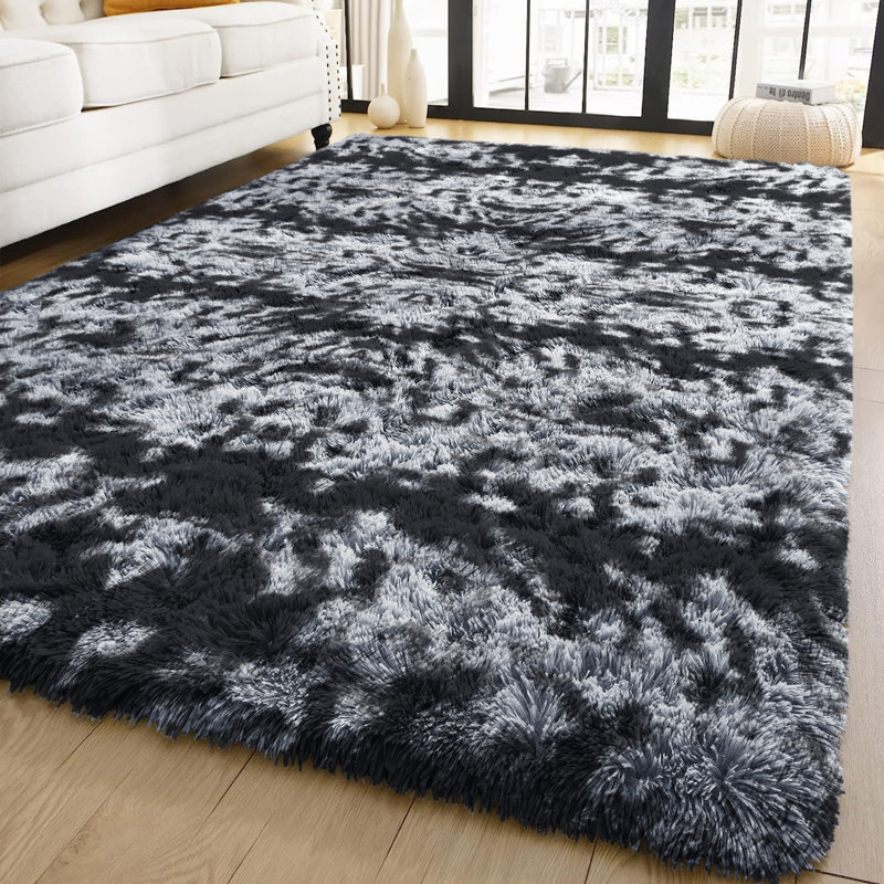Glenarm Abstract Shag Area Rug, Rectangle 3'94" x 5'58"