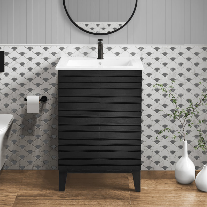 Meuble-lavabo blanc 24 po Cascade, Noir