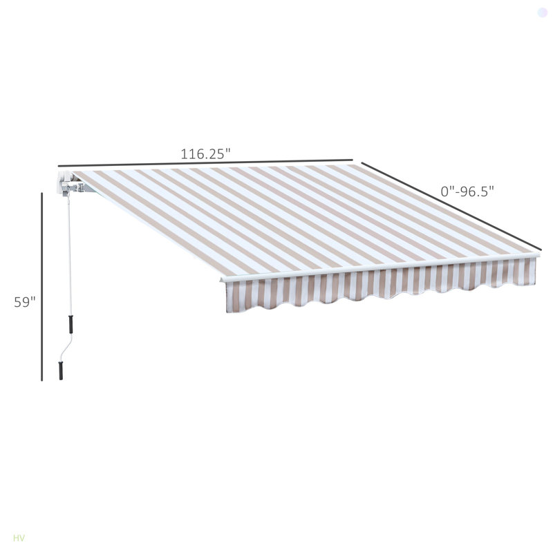 Auvent rétractable, auvents de patio, abri pare-soleil avec manivelle, tissu résistant aux rayons UV et à l'eau et cadre en aluminium pour terrasse, balcon, cour