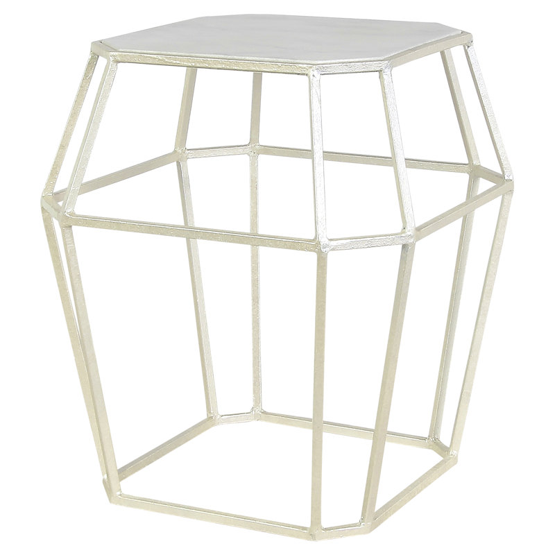 Paris Frame End Table, Carrera Marble, Oyster White