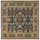 Taj Mahal Hand Knotted Wool Oriental Area Rug in Black/Mustard/Burnt Orange