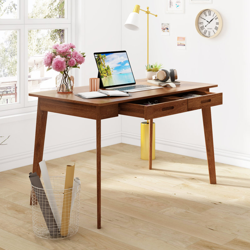 George Oliver Caidence Solid Wood Desk Reviews Wayfair
