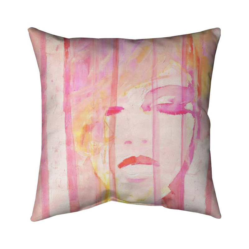Abstract portrait feminine - 26"x26" Throw pillow - Poly twill - Print on demand, Pink/Orange