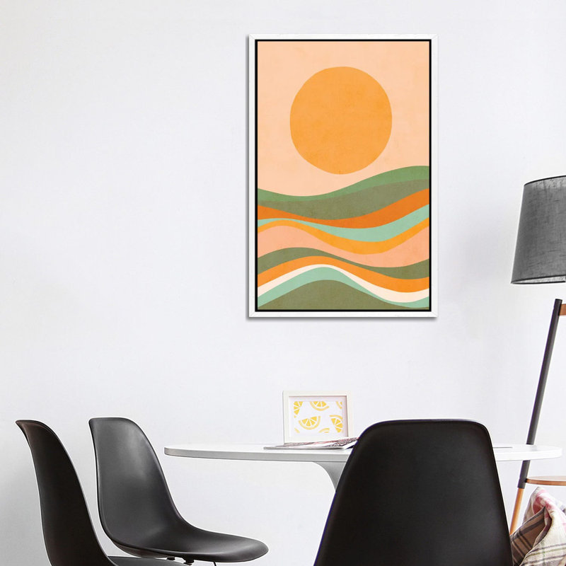 Rainbow Waves Landscape by Dominique Vari - Print on Canvas, White Framed, 101.6 cm H x 66.04 cm W