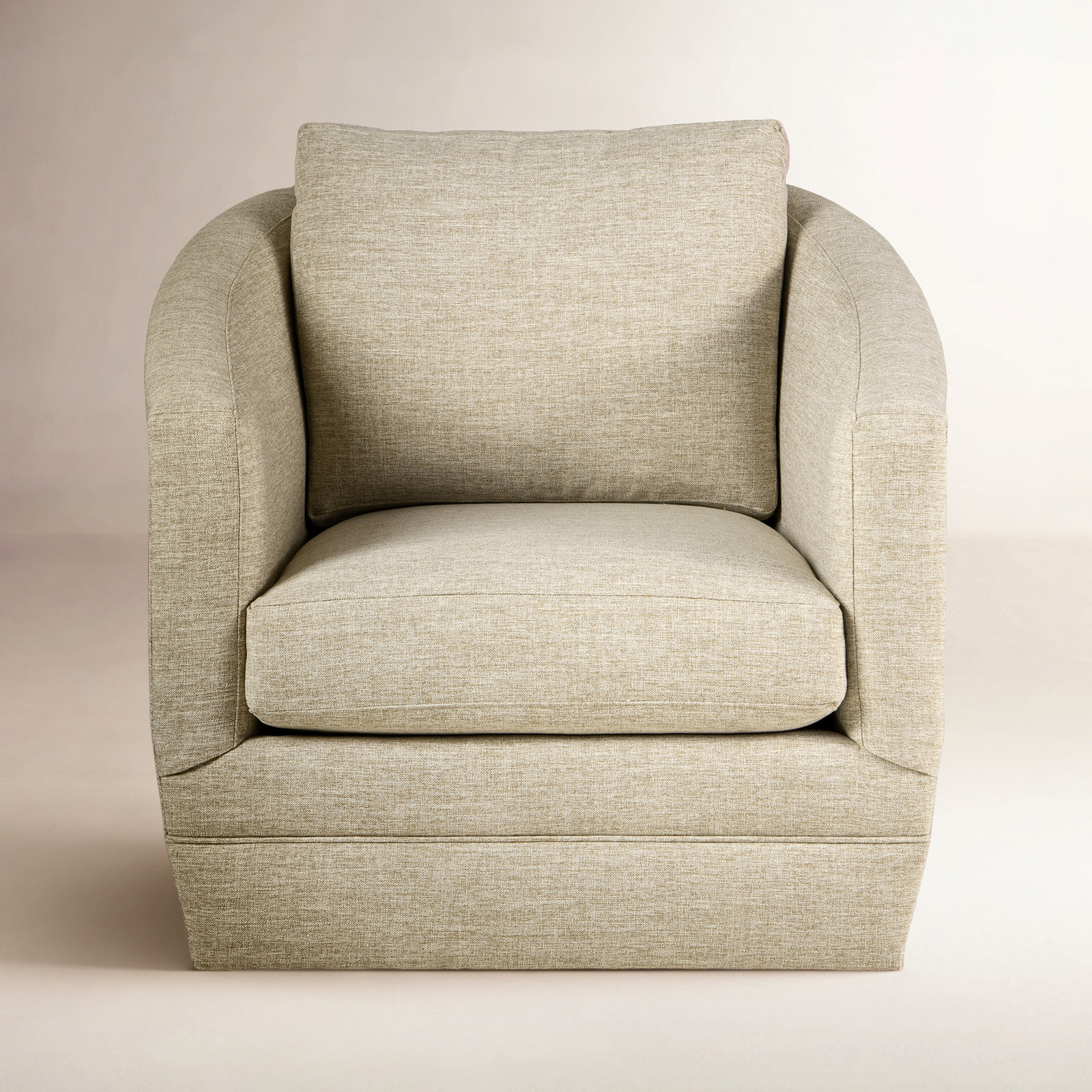 Mileva Upholstered Swivel Barrel Chair, Ida Beige