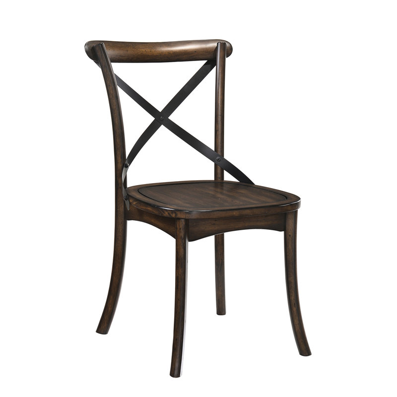 De 2 chaises d'appoint - Chêne foncé et noir, siège en bois et chaise en métal de style Mid-Century X 2 pièces avec dossier