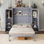 Lit escamotable, lit escamotable en bois avec 2 garde-robes et tablette de rangement-2129923718-2129923713