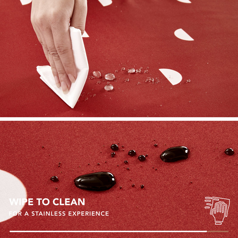 Moon Pattern Spillproof and Water Resistant Tablecloth, 84" Rectangle, Red