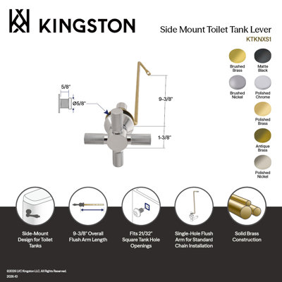 Levier de réservoir de toilette à fixation latérale Kingston Brass