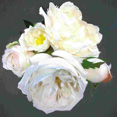 Bouquet de fleurs blanches - peinture sur toile tendue