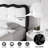 Upholstered Bed Frame with Cloud Shaped Headboard, PU Leather Bed Frame with Adjustable Headboard-1144953740-1144953741