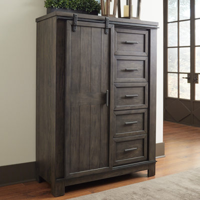 Commode à 5 tiroirs l 54 po avec porte coulissante et queue d'aronde Lexee