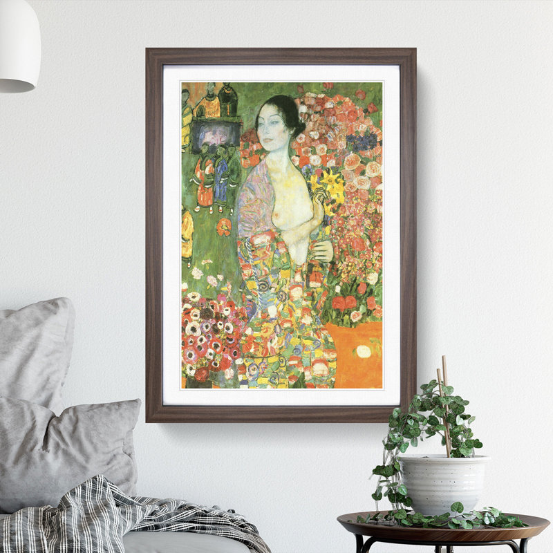 The Dancer by Gustav Klimt - Picture Frame Painting, Walnut, 65cm H x 48cm W x 2cm D