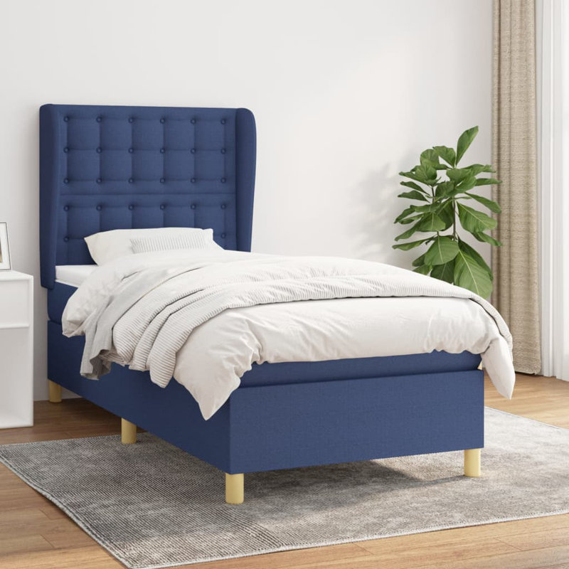 Liang Upholstered Bed, Single (3'), Blue