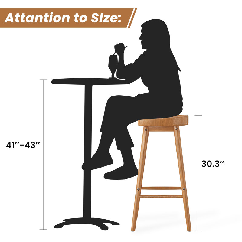 Tabouret de bar en bois massif Danel, Clair naturel, Tabouret de bar (siège d'une hauteur de 30,3 po)