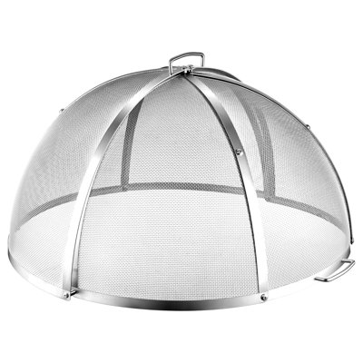 Pare-étincelles de 19 pouces pour foyer d'extérieur en forme de dôme en acier inoxydable avec poignées et tisonnier, convient pour l'extérieur, le patio, la cour, le camping et les rassemblements, conception résistante à la chaleur pour réduire le
