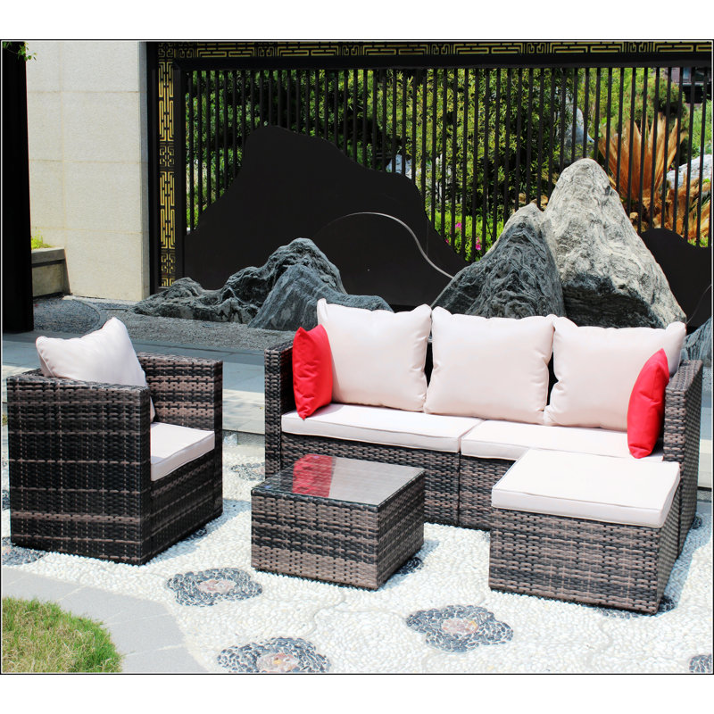 Support de parasol robuste pour patio avec motif en rotin