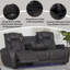 Canapé en microfibre gris foncé avec table rabattable, rangement, USB et DEL
