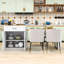 Îlot de cuisine avec table de salle à manger extensible, station de charge intégrée et roues verrouillables-105502193