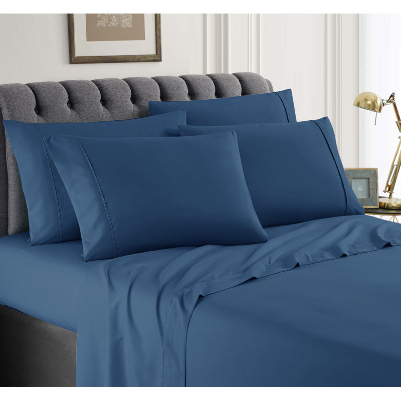 Microfiber Percale Sheet Set, Full Sheet Set + Fitted Sheet + 2 Pillowcases, Cornett Blue