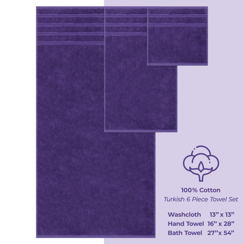 Ensemble de serviettes de bain 100% coton de qualité supérieure, collection 6 pièces Darcelle super douce et absorbante